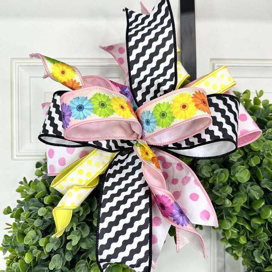 Farrisilk Spring Ribbon | Black And White Illusion Ribbon, 2.5" X 10Yd