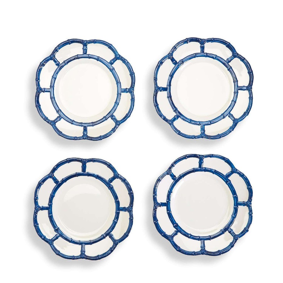 Two's Company Spring | Blue Bamboo Touch Salad Plate, Set Of 4