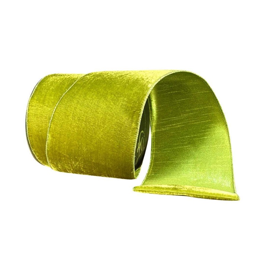 Farrisilk Spring Ribbon | Lime Green Velvet Ribbon, 6" X 10Yd