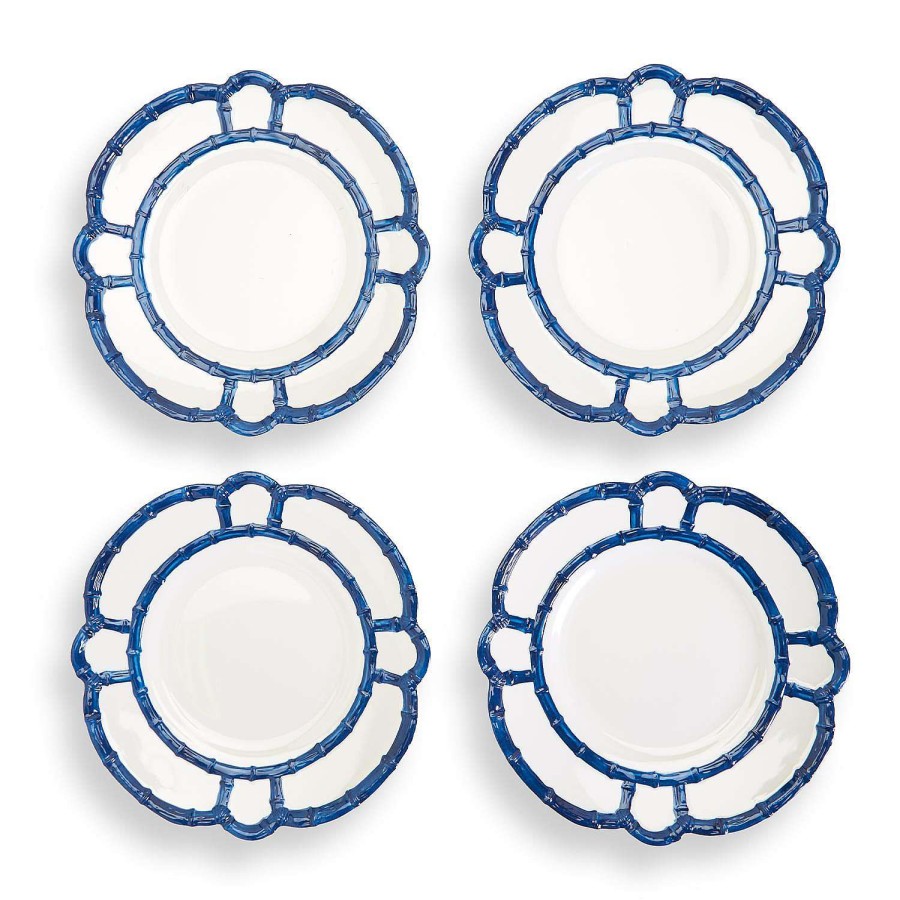 Two's Company Spring | Blue Bamboo Touch Dinner Plate, Set Of 4