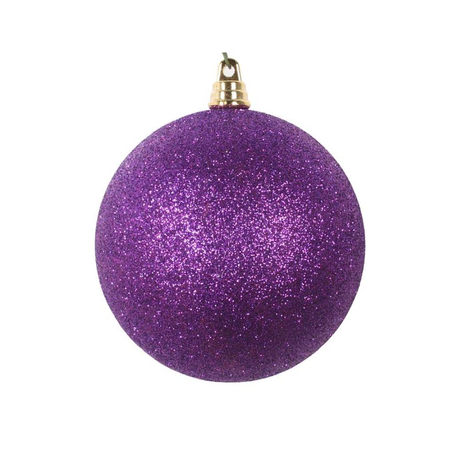 Farrisilk Mardi Gras | Purple Glitter Ball Ornament, 6"