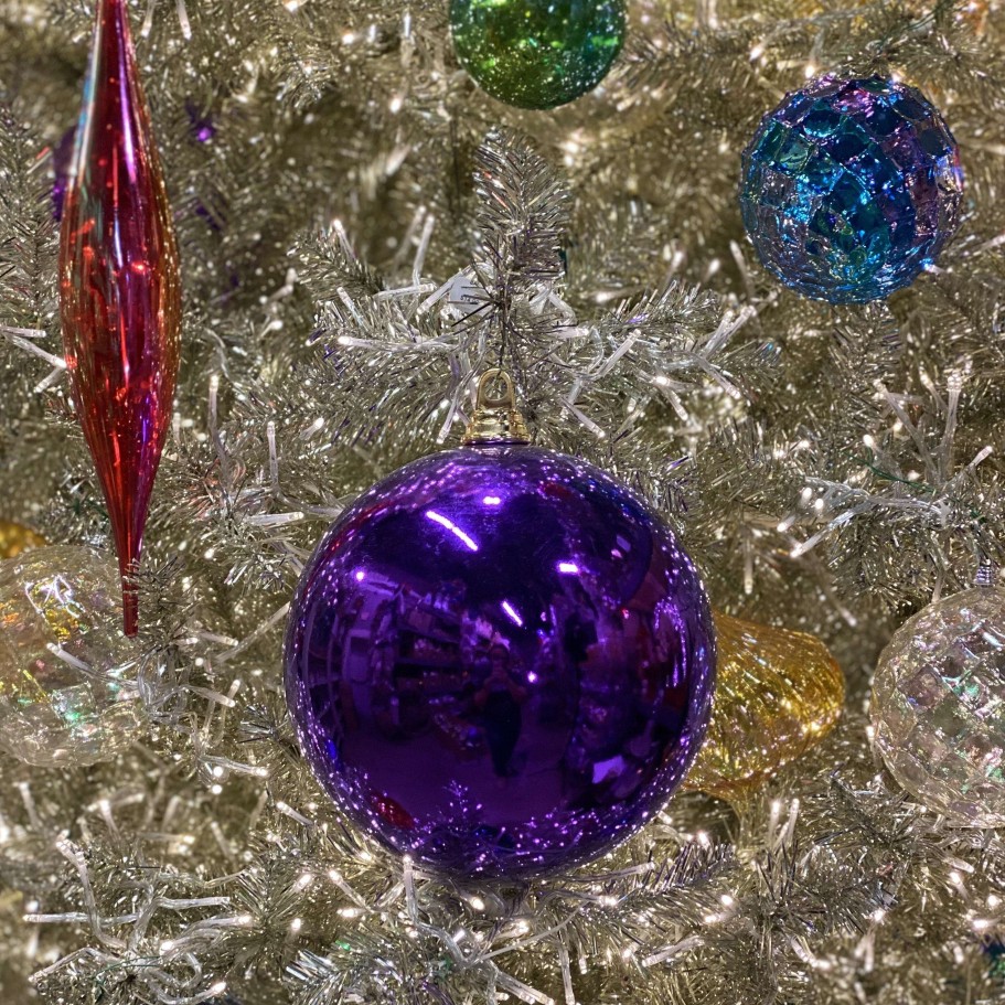 Farrisilk Mardi Gras | Purple Shiny Ball Ornament, 6"