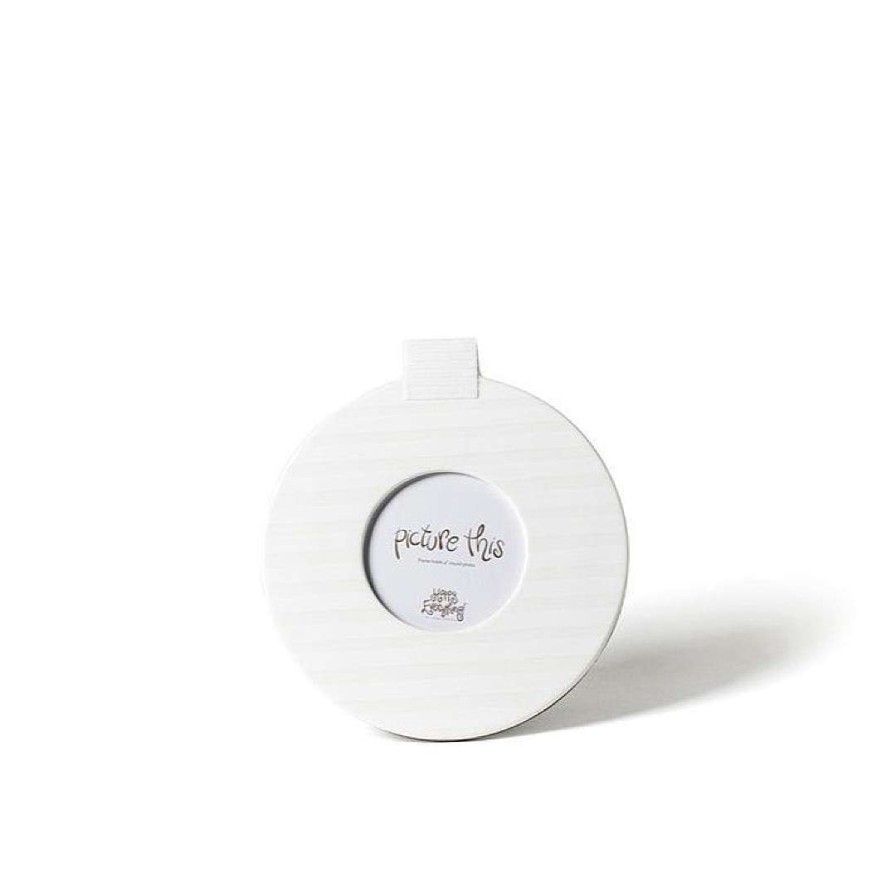 Happy Everything Home Accents | White Stripe Round Frame By Happy Everything!