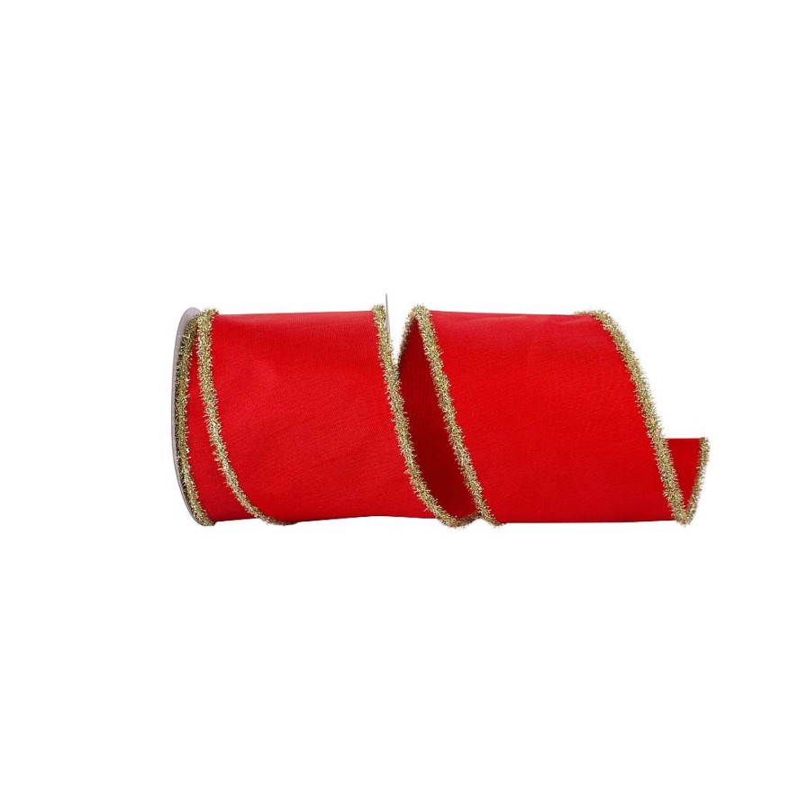 Reliant Ribbon Ribbon | Red Vermilion With Frizette Edge Ribbon, 4" X 10Yd