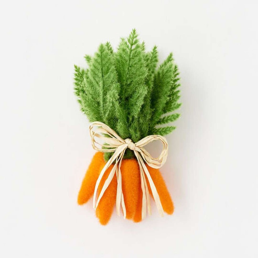 180 Degrees Figurines | Flocked Orange Carrot Cluster