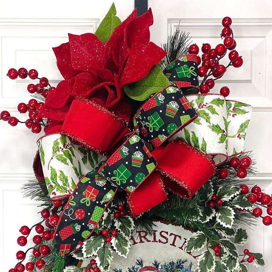 Mark Roberts Floral Decor | Red Glitter Poinsettia Pick, 20''