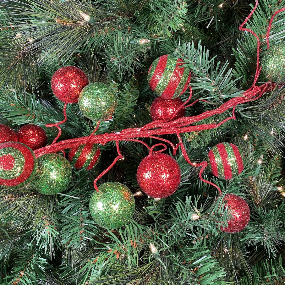 Craig Bachman Garlands | 5' Glitter Ball Garland Red And Lime