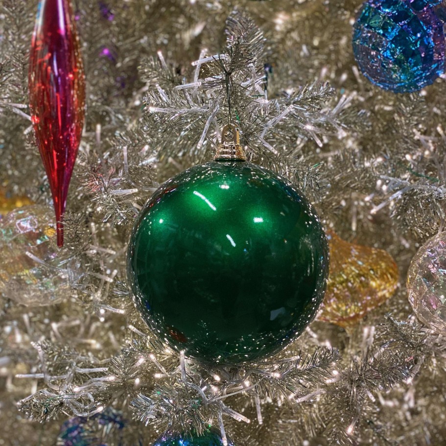 Farrisilk Mardi Gras | Emerald Green Shiny Ball Ornament, 4"