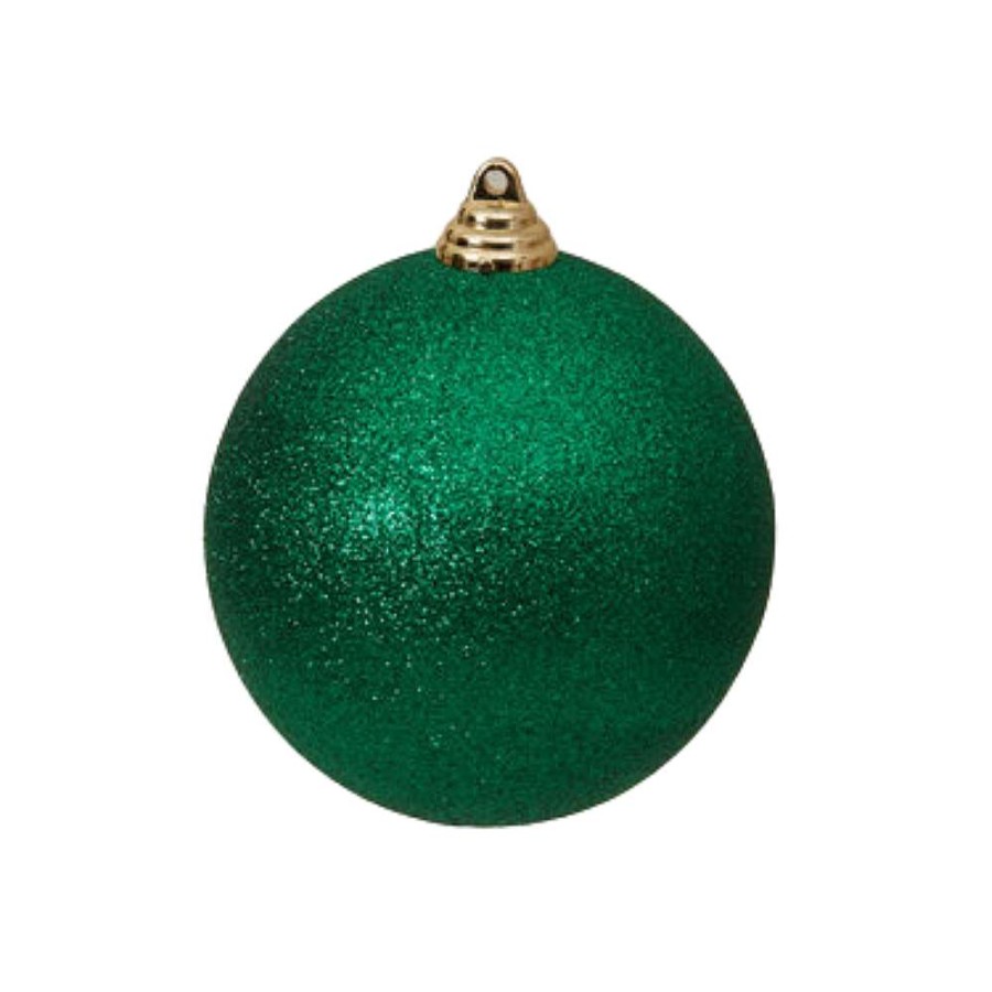 Farrisilk Mardi Gras | Emerald Green Glitter Ball Ornament, 4"