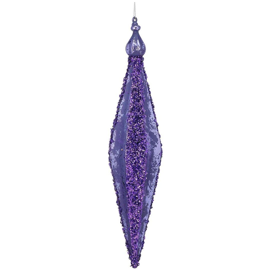 Regency Mardi Gras | Purple Glamour Stripe Finial Ornament