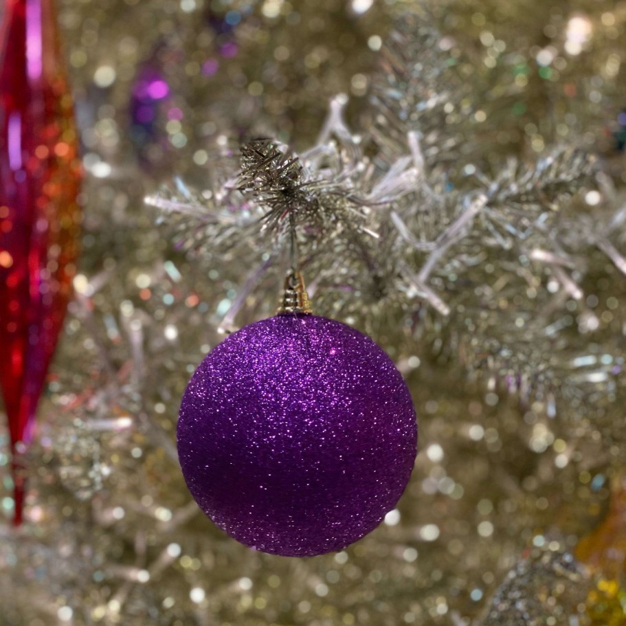 Farrisilk Ball Ornaments | Purple Glitter Ball Ornament, 4"