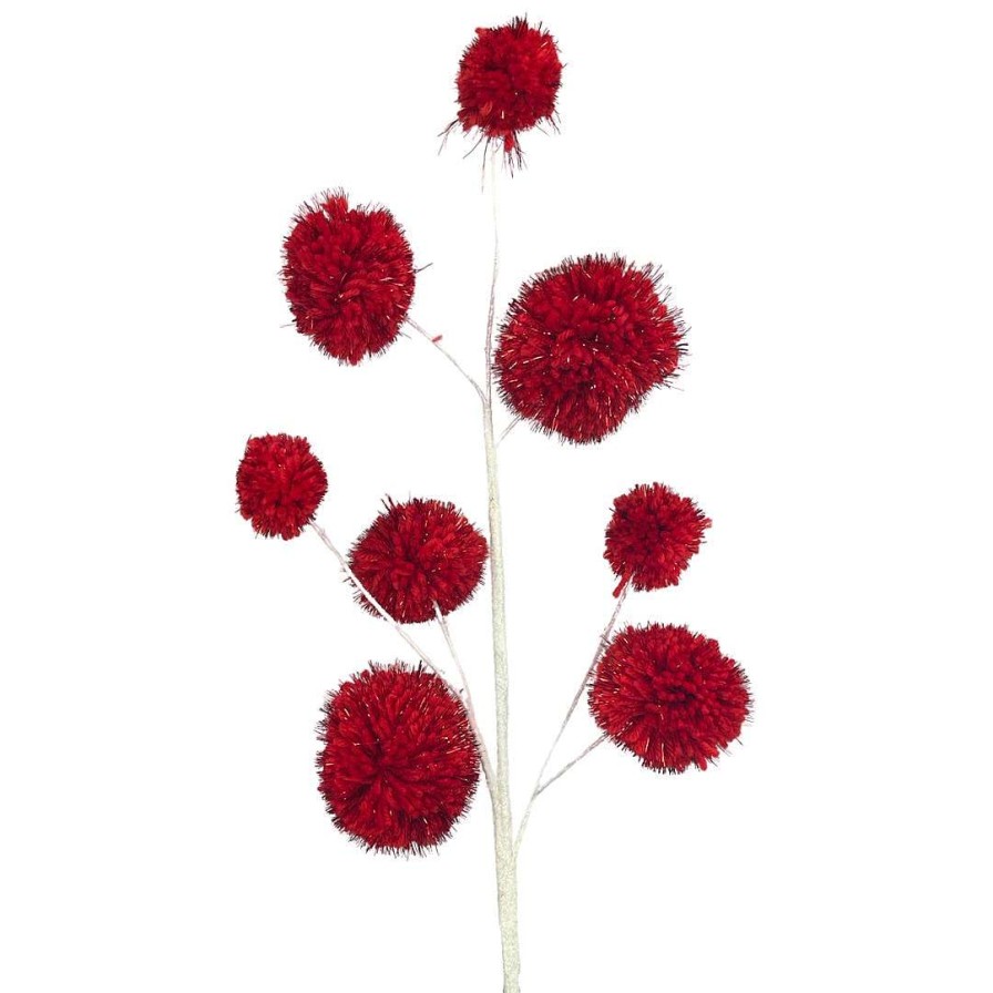 Direct Export Co. Floral | Pom Pom Spray, Red