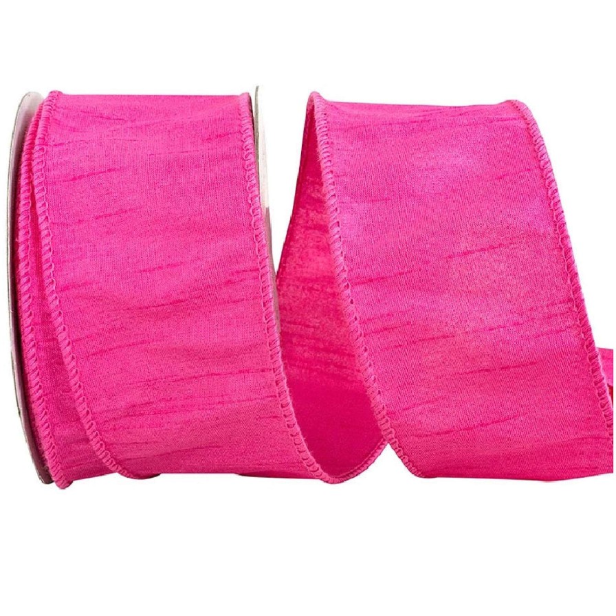 Reliant Ribbon Spring Ribbon | Shocking Pink Dupioni Ribbon, 2.5" X 10Yd