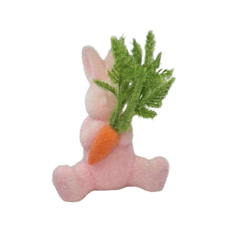 180 Degrees Figurines | Flocked Bunny With Carrot