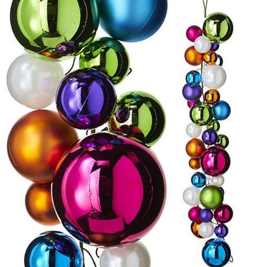 RAZ Garlands | Merry & Bright Multicolor Ball Garland, 4'