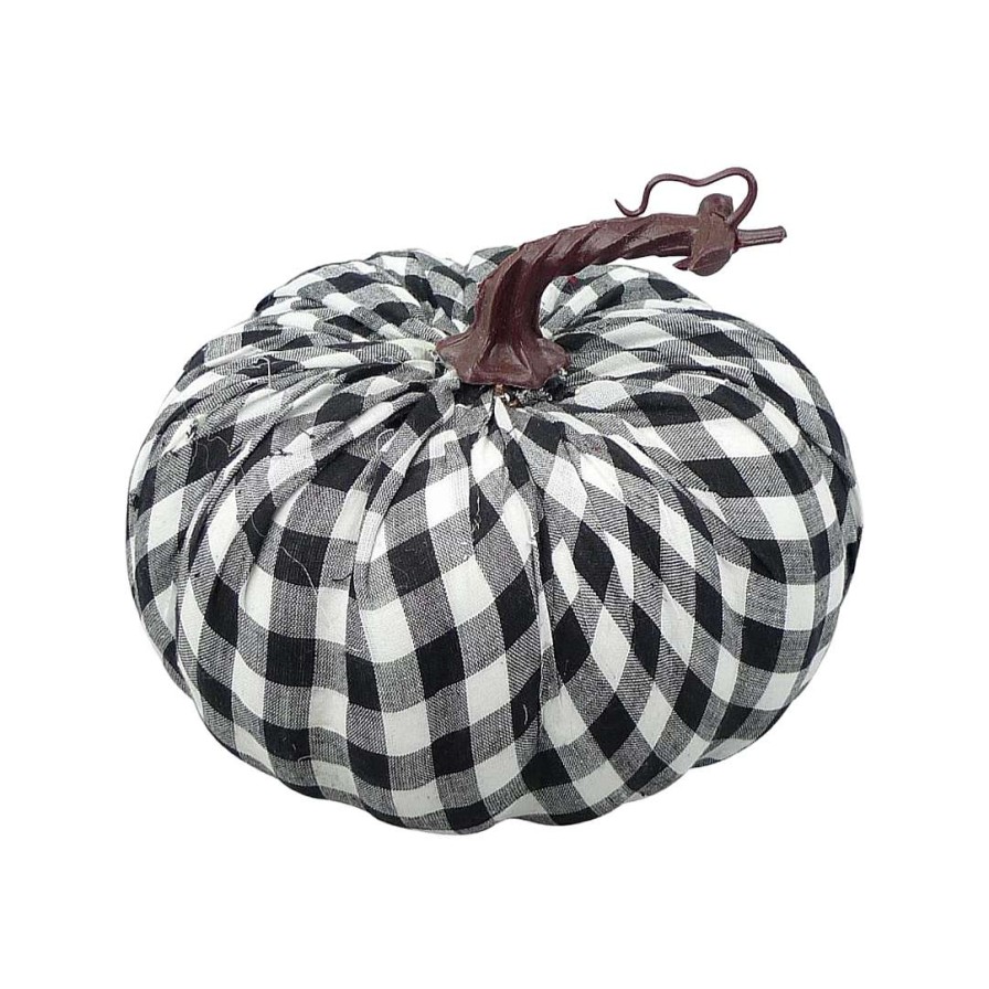 Liberty Floral Figurines | Black And White Gingham Pumpkin