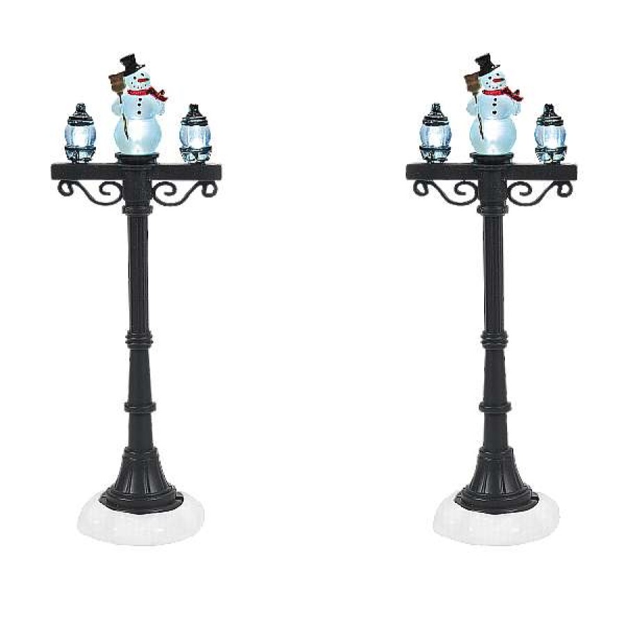 Department 56 Table Decor | Snowman Street Lights Set, Dept. 56 Village