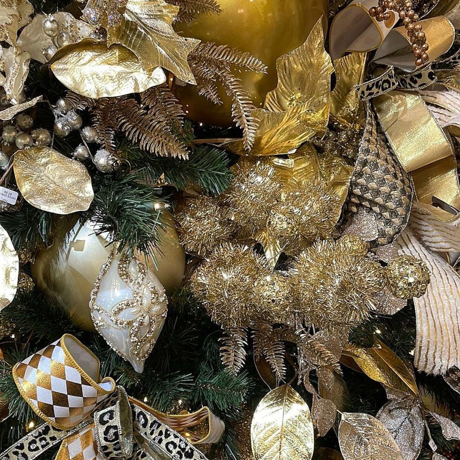 Creative Coop Floral | Champagne Tinsel Ball Pick