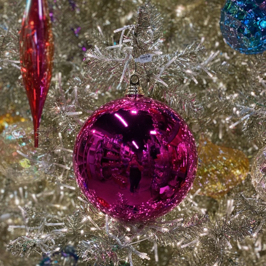 Farrisilk Ball Ornaments | Fuchsia Shiny Ball Ornament, 4"