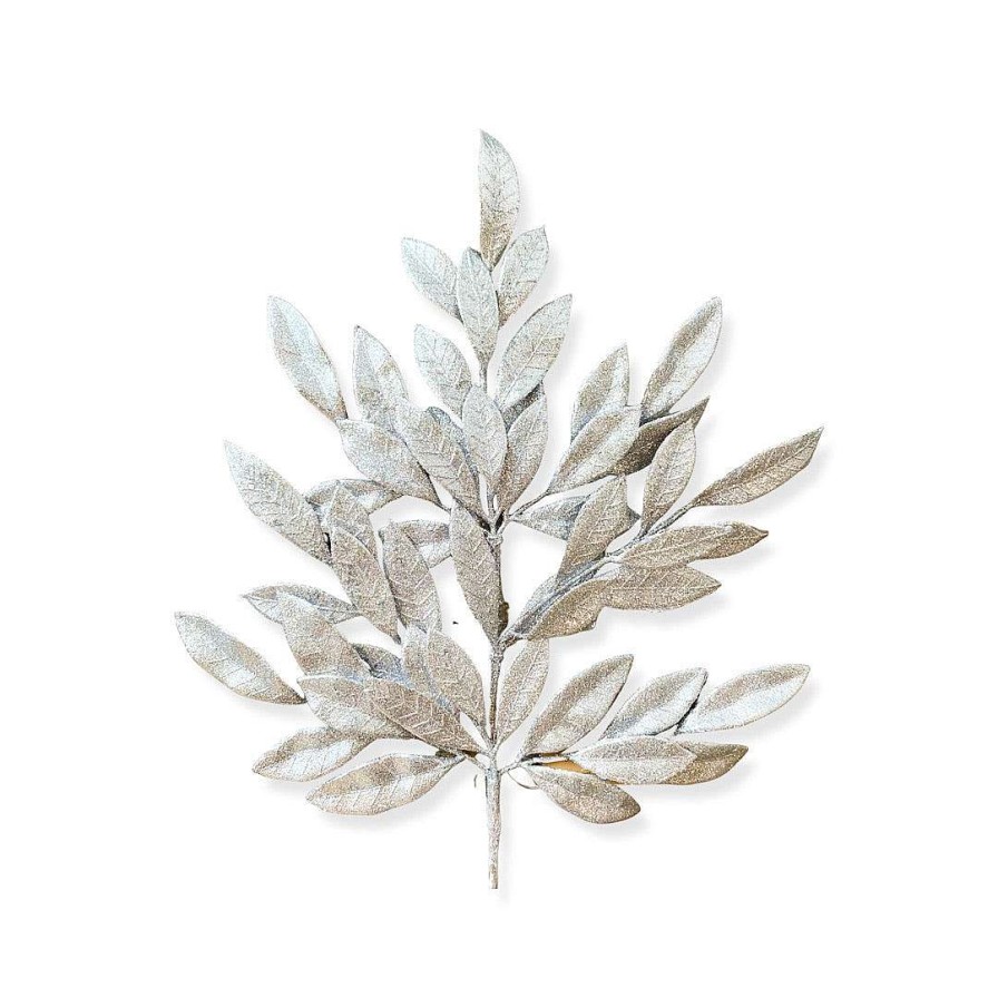 Direct Export Co. Floral Decor | Silver Bay Leaf Glitter Spray