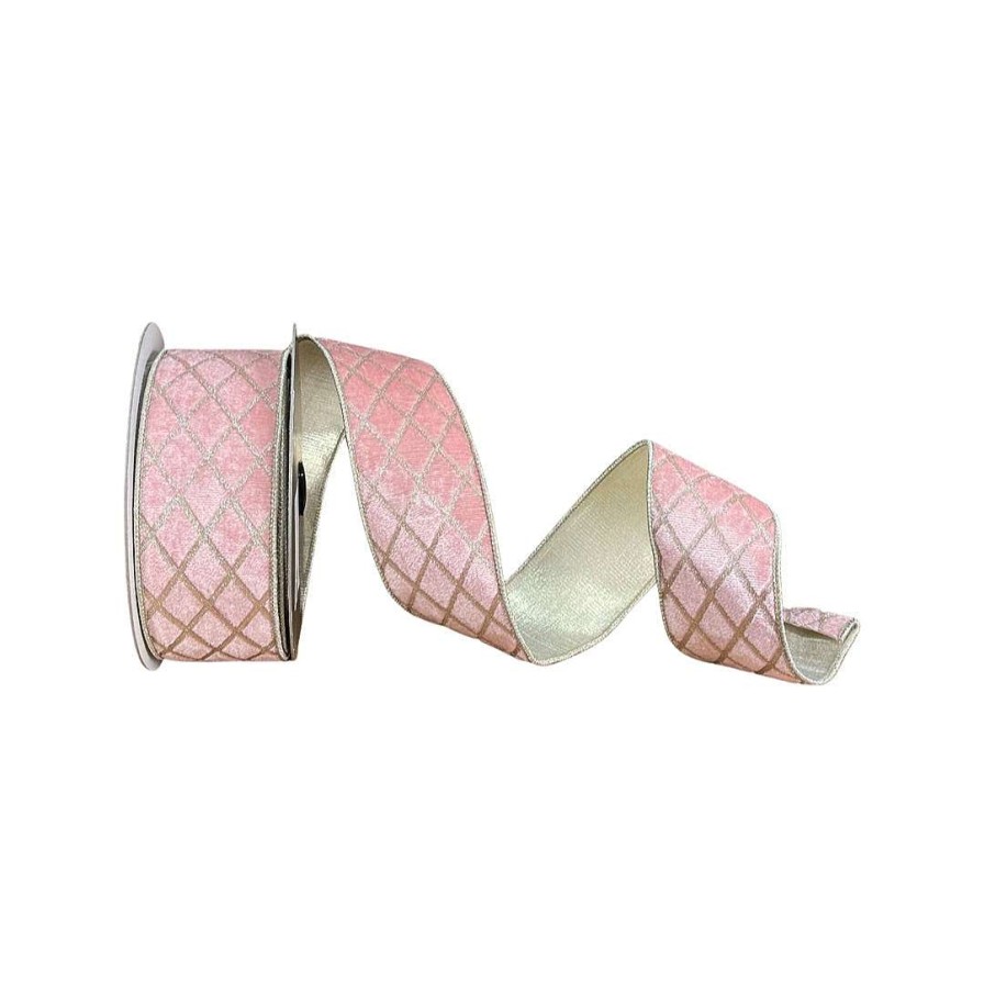 Farrisilk Ribbon | Pink Metallic Diamond Ribbon 2.5"X10Yd