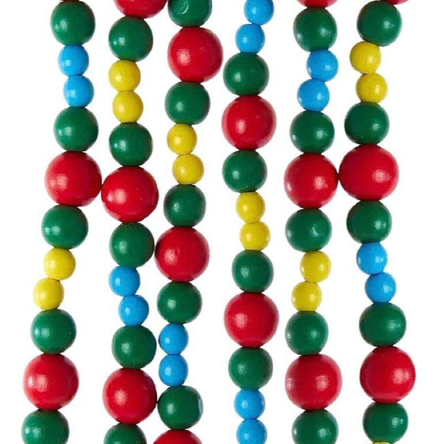 Kurt S. Adler Party Diy | Wood Multi-Colored Bead Garland, 6'