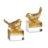 RAZ Table Decor | Gold Bird On Two Toned Block