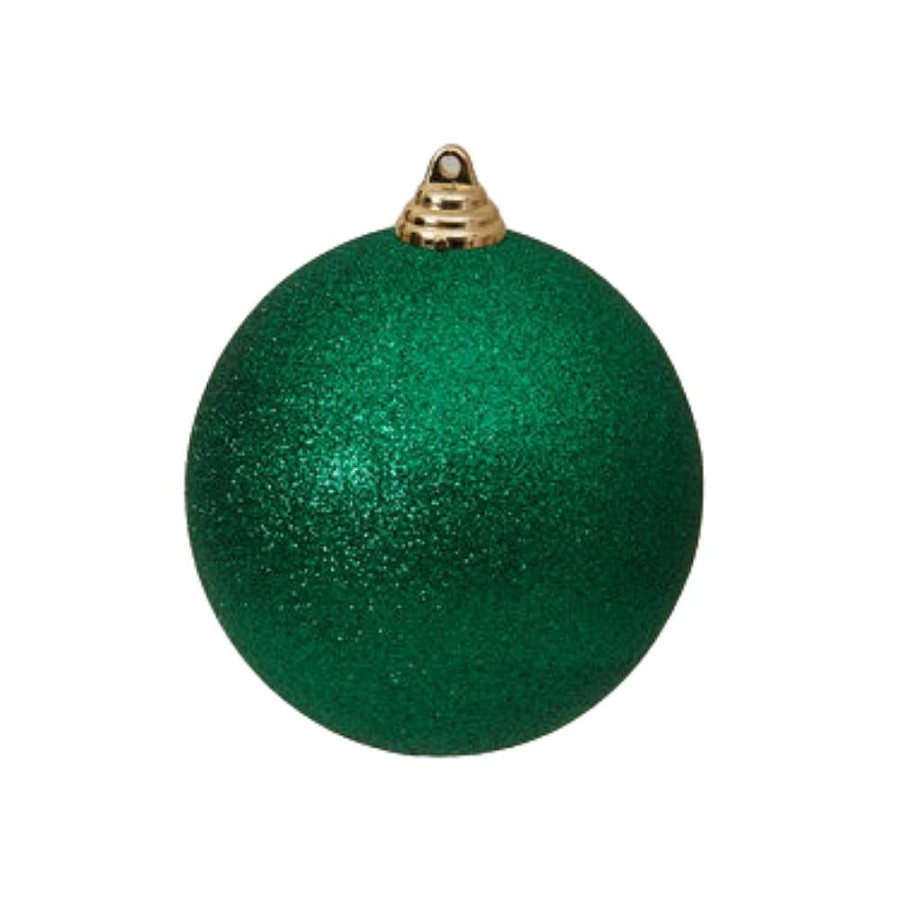 Farrisilk Mardi Gras | Emerald Green Glitter Ball Ornament, 8"