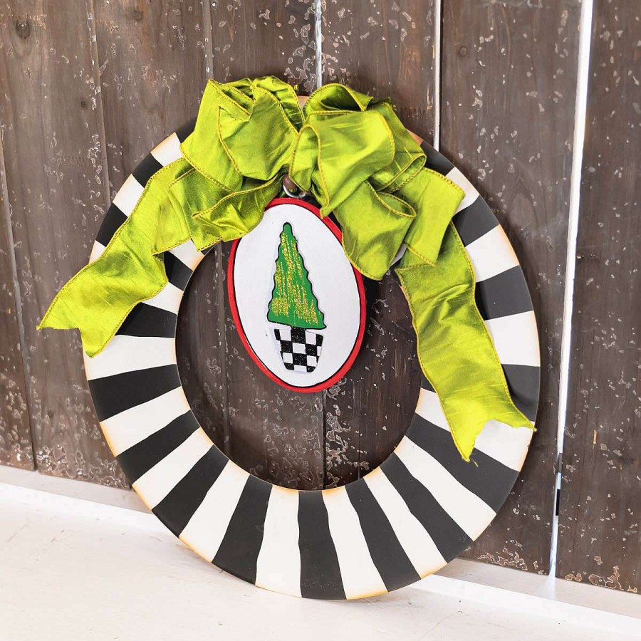 The Round Top Collection Door Decor | Black And White Wreath With Grommet Hanger