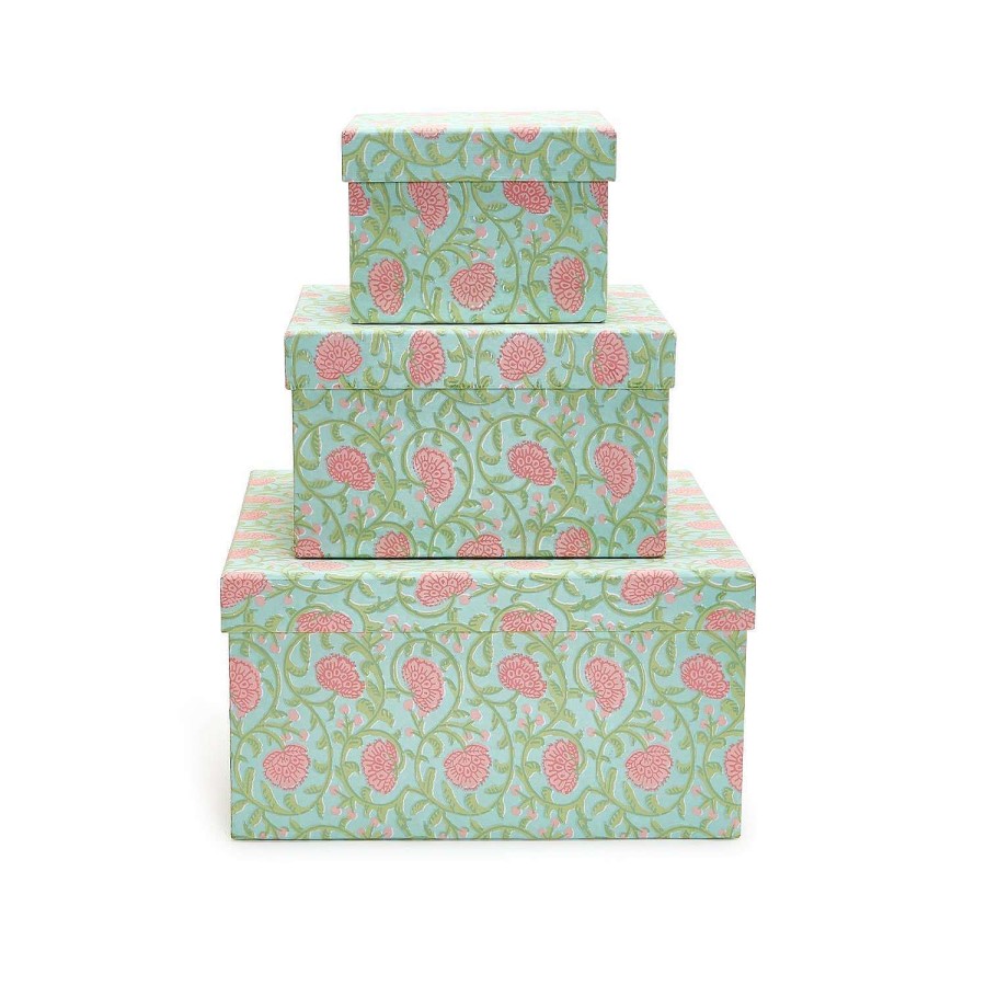 Two's Company Home Accents | Floral Block Print Nesting Boxes