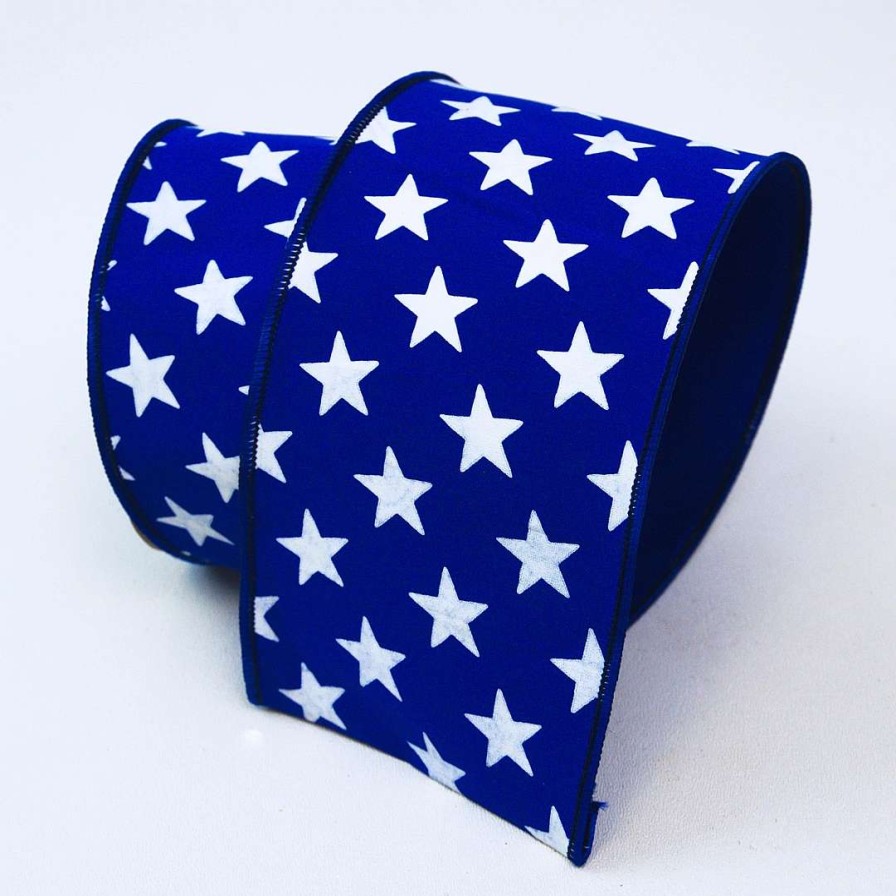 Farrisilk Ribbon | Patriotic Star Blue Ribbon, 4" X 10Yd