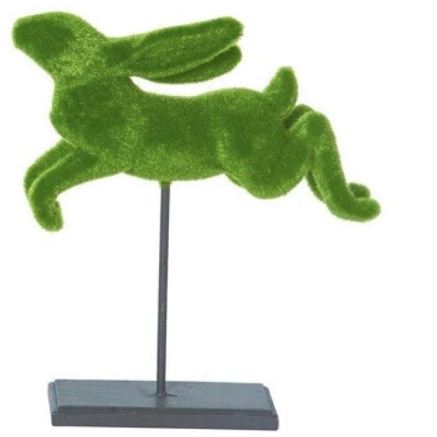 Transpac Focal Points | Resin Flocked Jumping Bunny