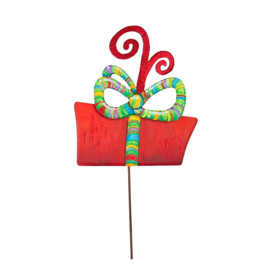 The Round Top Collection Pot Stakes | Merry & Bright Gift Boxes Yard Display