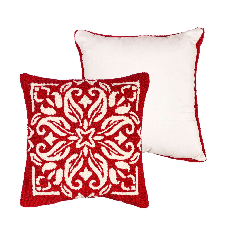 Evergreen Pillows | Red Bandana Hooked Throw Pillow