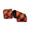 D. Stevens Ribbon | Diagonal Black And Orange Check Ribbon, 4" X 10Yd