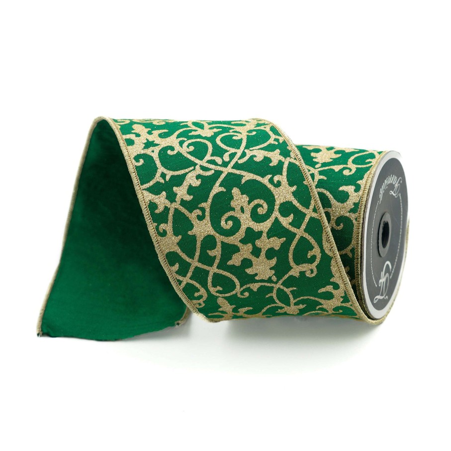 Farrisilk St. Patrick'S Day | Emerald Cassia Acanthus Ribbon, 4" X 10Yd