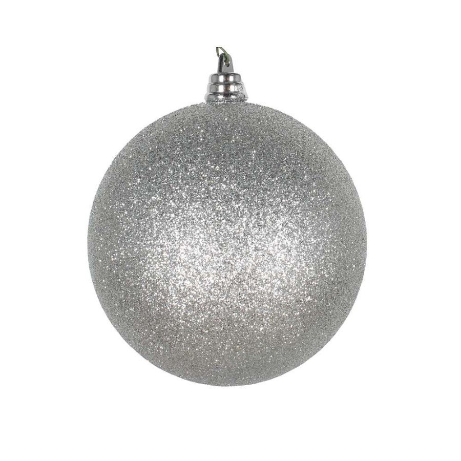 Farrisilk Ball Ornaments | Silver Glitter Ball Ornament, 6"