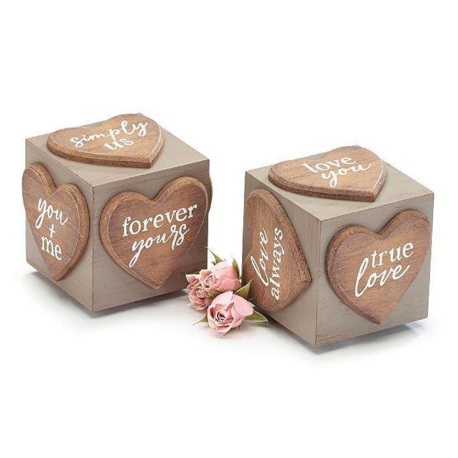 Burton & Burton Table Decor | Wood Heart Cube