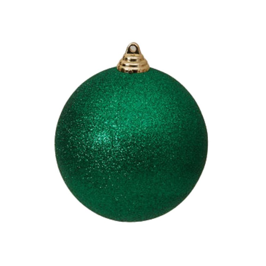 Farrisilk Ball Ornaments | Emerald Green Glitter Ball Ornament, 8"