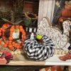 Liberty Floral Focal Points | Black And White Check Fabric Plaid Pumpkin