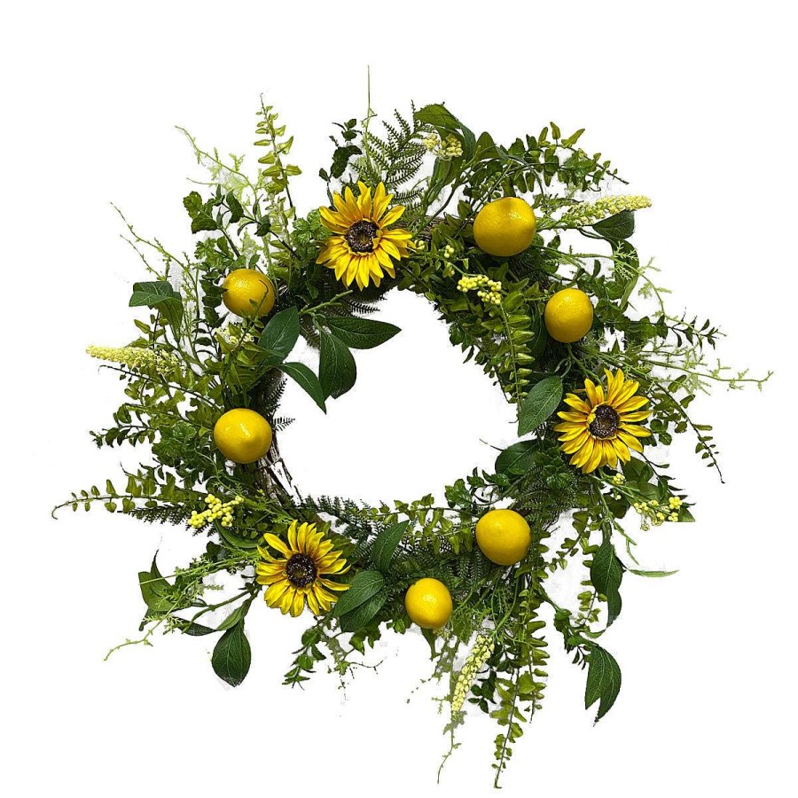 Liberty Floral Door Decor | Sunflower Lemon Mix Lvs Wreath