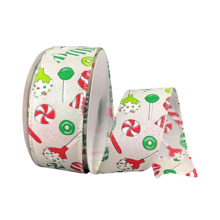 Jascotina Ribbon | Christmas Treat White Ribbon, 1.5" X 10Yd