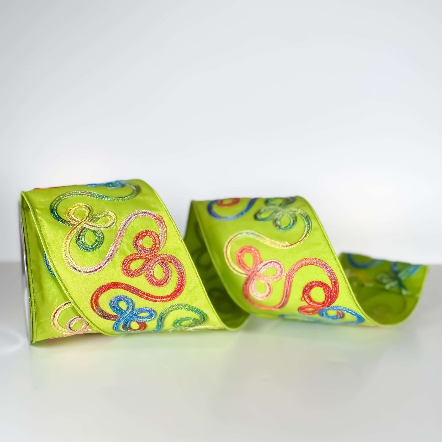 Farrisilk St. Patrick'S Day | Lime Whimsy Ribbon, 4"X10Yd.