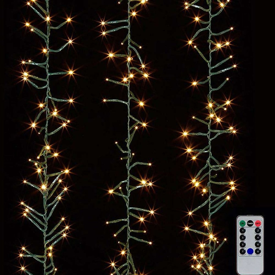 RAZ Lights | Warm White Cluster Lights On Green Wire, 10'