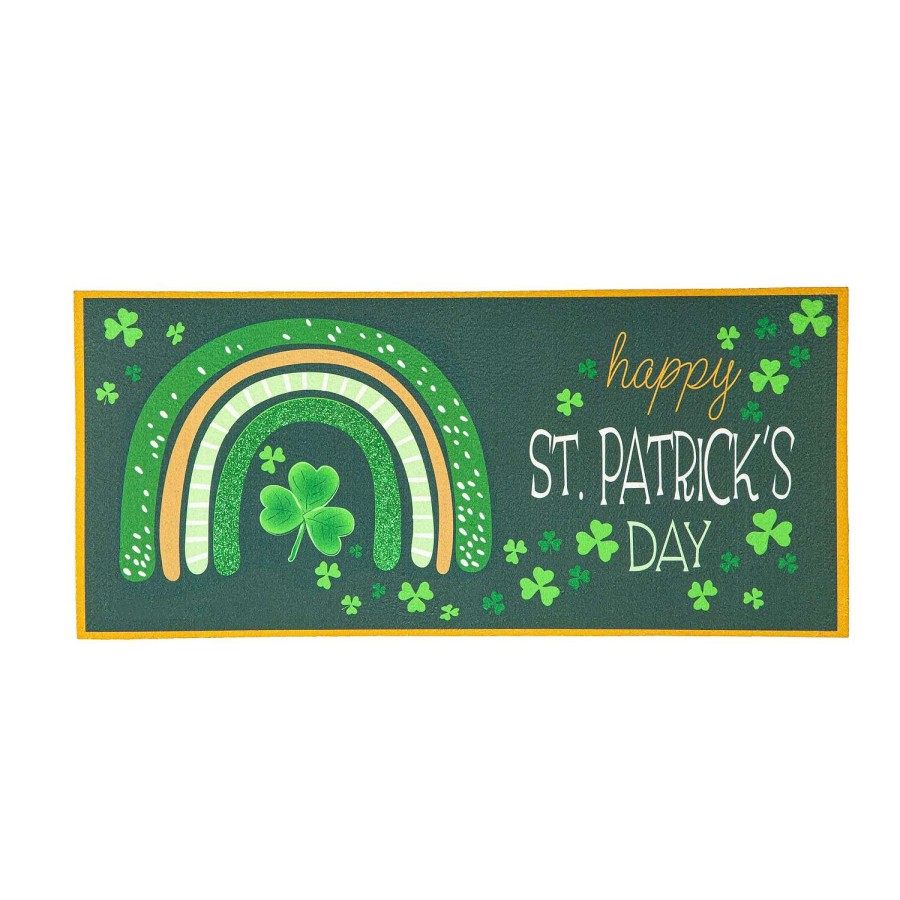 Evergreen St. Patrick'S Day | Rainbow And Shamrocks Sassafras Switch Mat