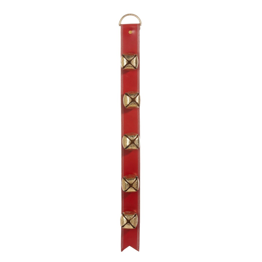 RAZ Hanging Decor | Red Sleigh Bell Door Hanger, 32"