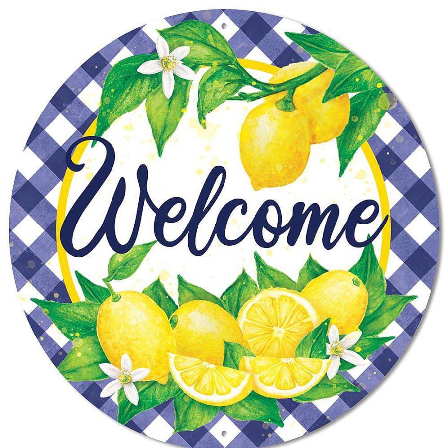 Craig Bachman Wall Decor | Welcome Lemons With Check Border Sign