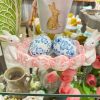 RAZ Figurines | Box Of 6 Blue Floral Eggs