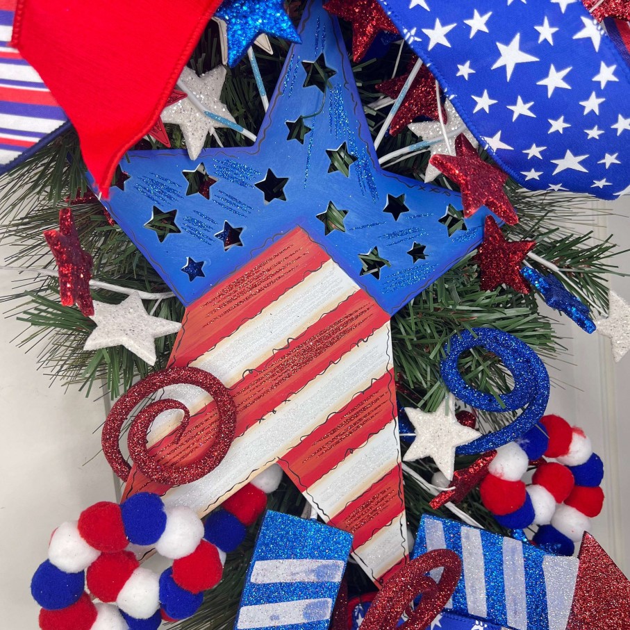 Miss Cayce's Door Decor | Patriotic Star Teardrop, Long