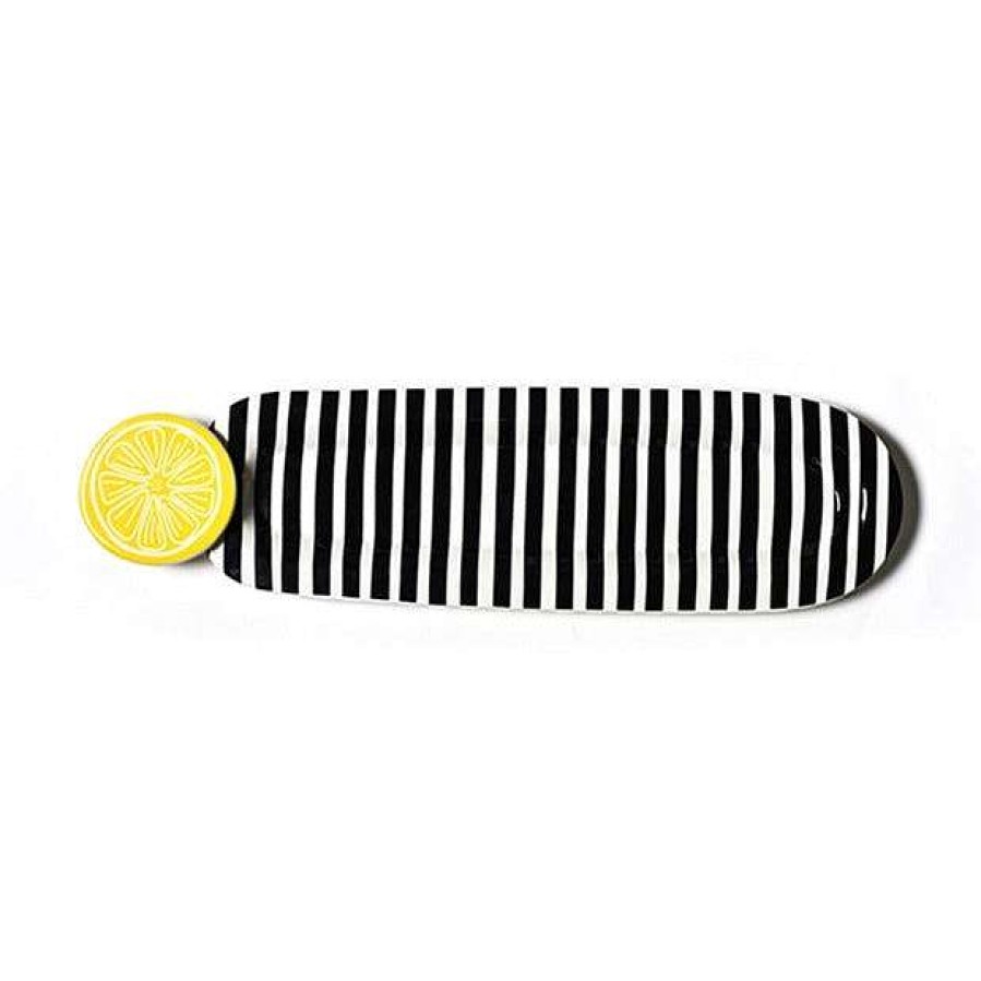 Happy Everything Celebrate Birthday | Skinny Oval Black Stripe Mini Entertaining Platter By Happy Everything!